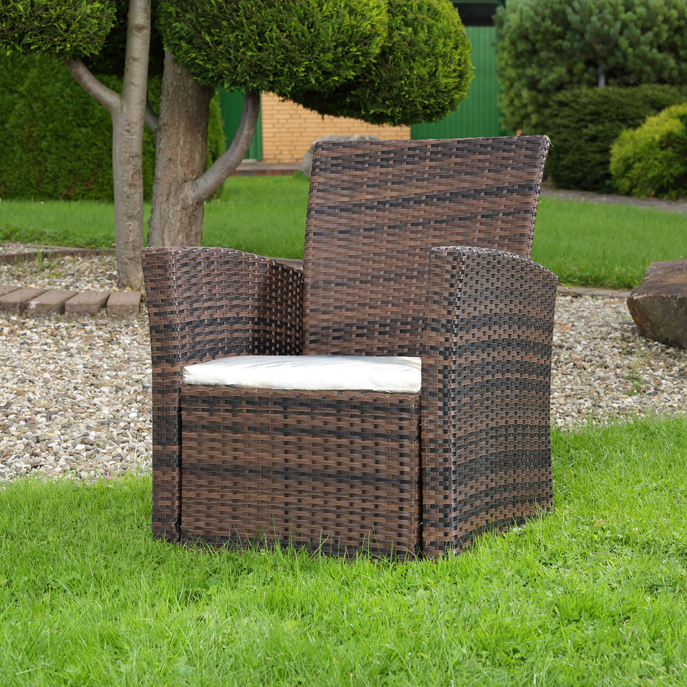 Gartenstuhl Lounge Sessel aus Poly Rattan Garten Terrassen Sessel Braun