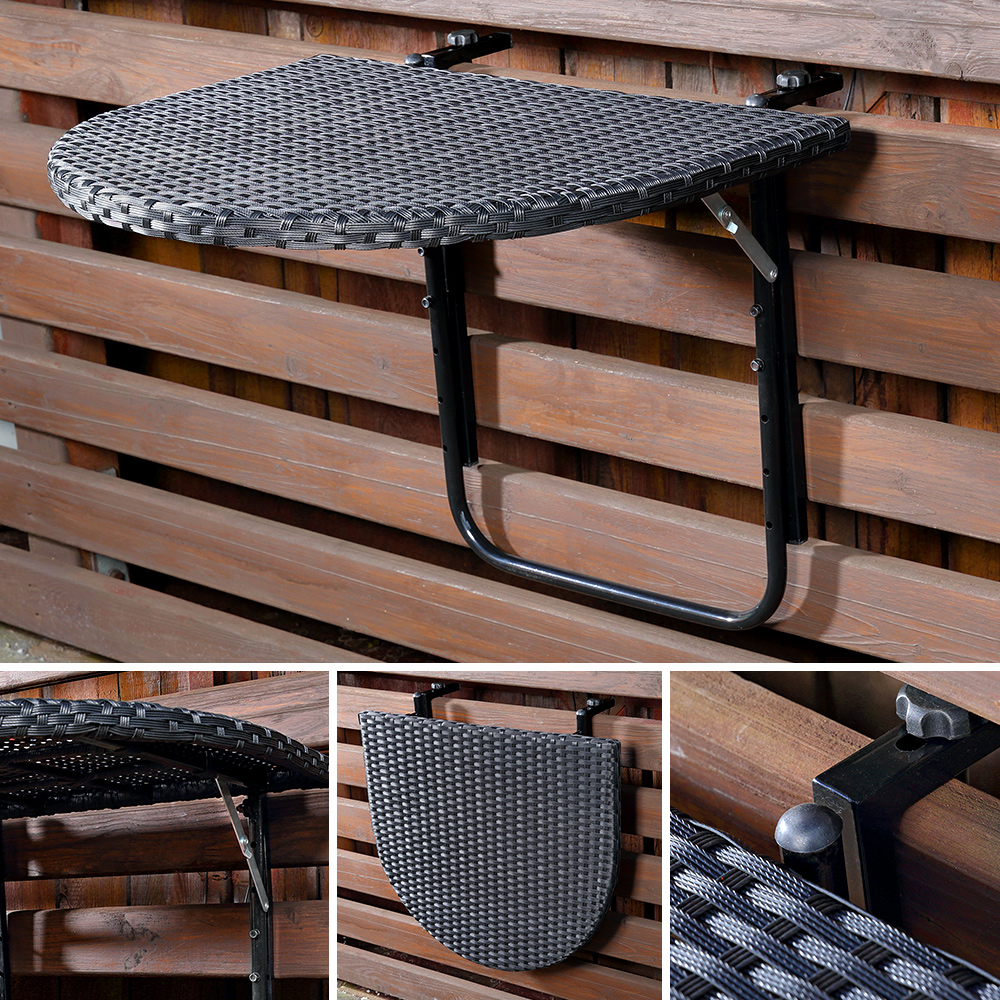 Polyrattan Balkontisch klappbar Klapptisch Schwarz