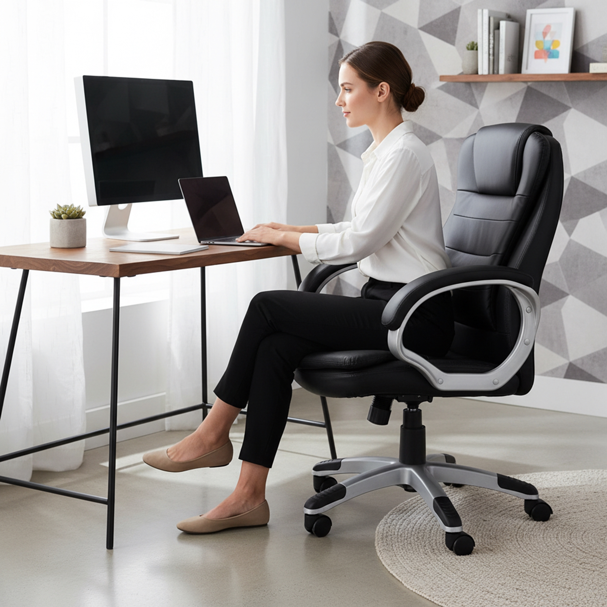 Bürostuhl Drehstuhl Computerstuhl mit Wippfunktion Grau