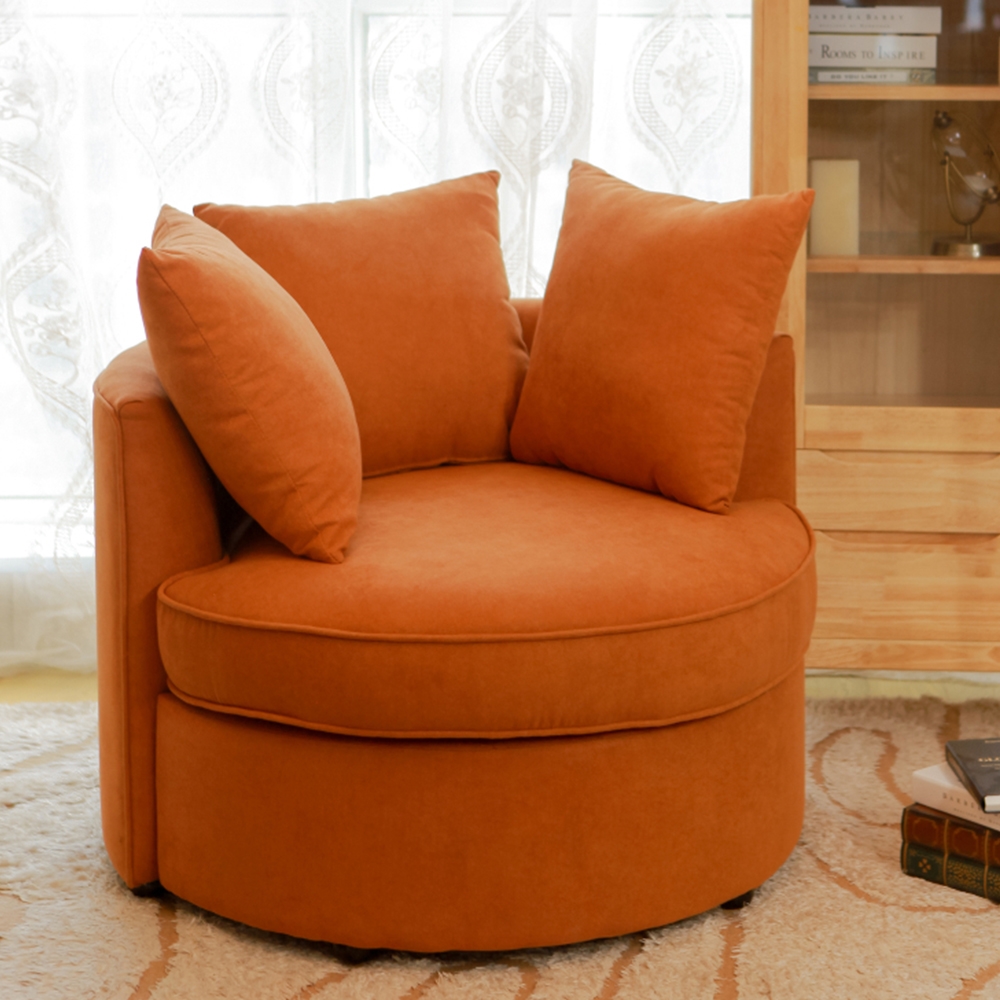 Sessel mit runder Armlehne in terracotta