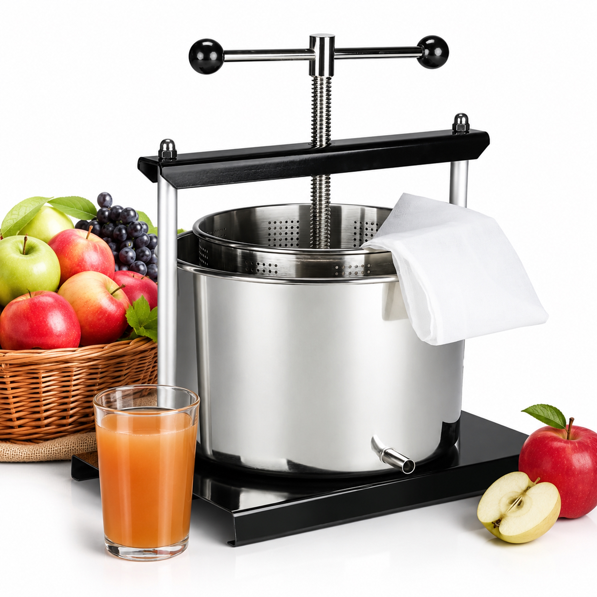 Entsafter Obstpresse Fruchtpresse 5 Liter Edelstahl Auslaufrohr Saftpresse