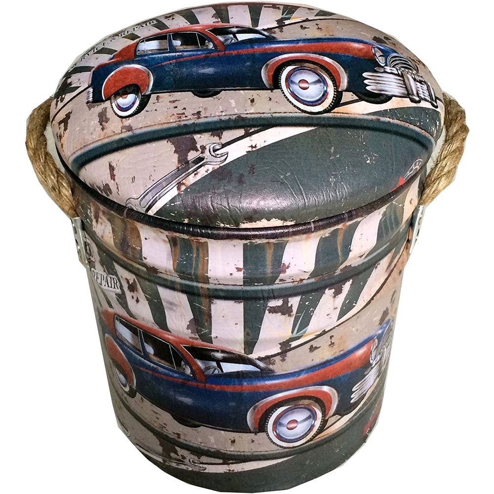 Sitzhocker rund mit Griffen/ Stauraum - Stil Urban