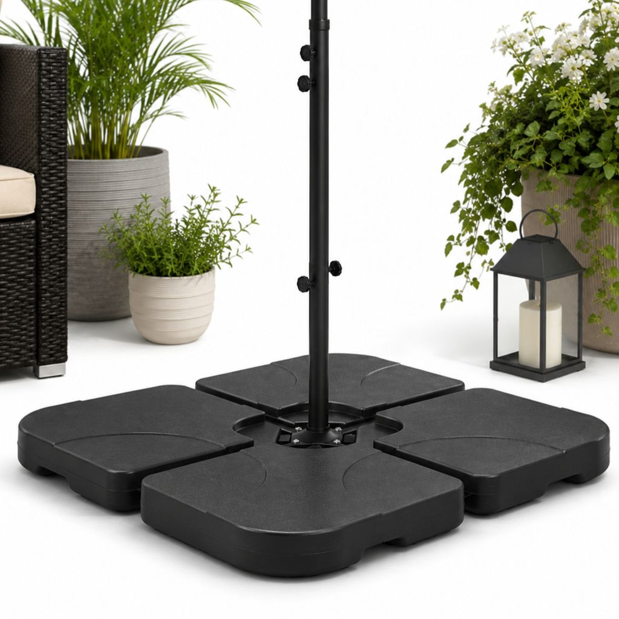 Ampelschirmständer Schirmständer 60 L / 80 kg 4er Set Outdoor Schirmgewicht