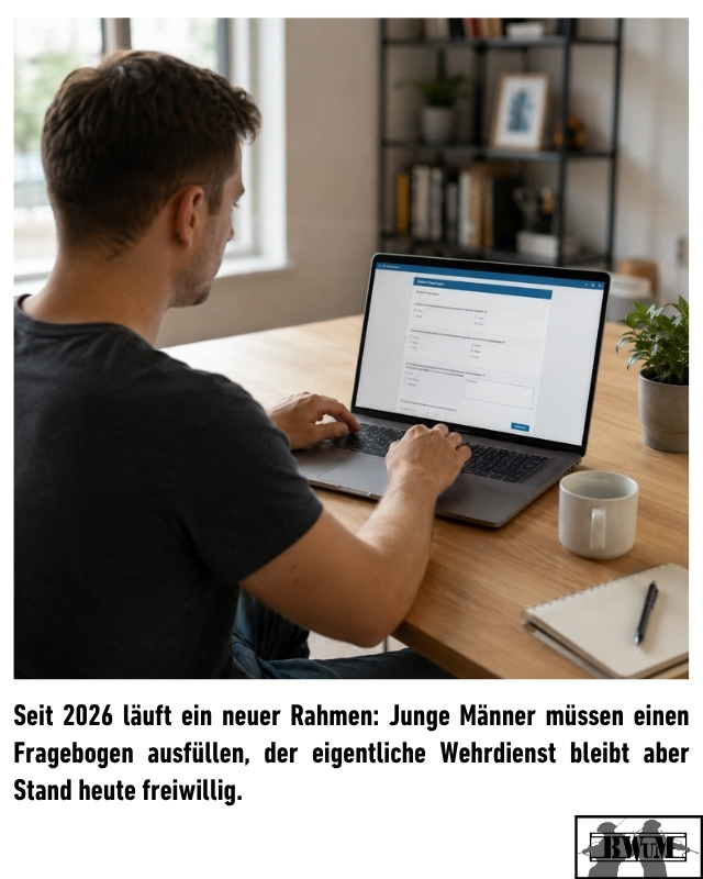 Online-Fragebogen zur Wehrerfassung 2026 am Laptop ausfüllen