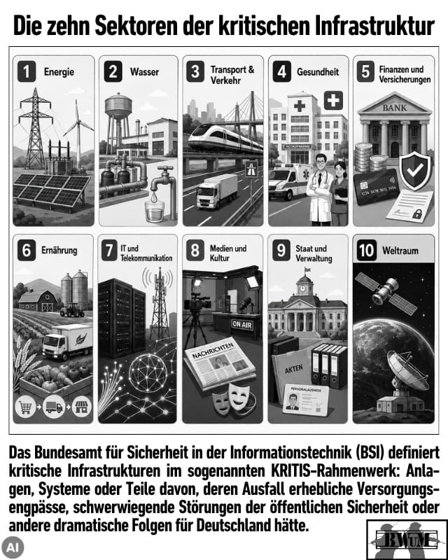 Das Bundesamt für Sicherheit in der Informationstechnik (BSI) definiert kritische Infrastrukturen im sogenannten KRITIS-Rahmenwerk: Anlagen, Systeme oder Teile davon, deren Ausfall erhebliche Versorgungs-engpässe, schwerwiegende Störungen der öffentlichen Sicherheit oder andere dramatische Folgen für Deutschland hätte.