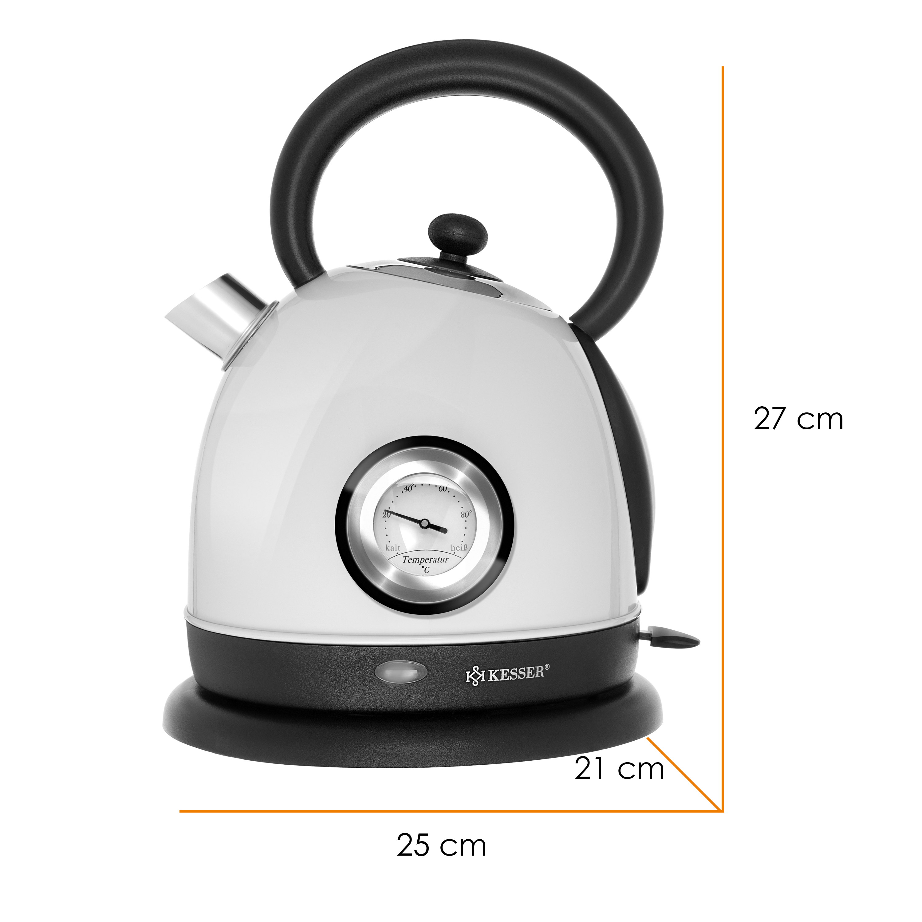 KESSER® Wasserkocher Edelstahl | 2200W | BPA frei | 1,8 Liter | Retro Design | Überhitzungsschutz | Teekocher Teekessel Kocher | Cool-Touch-Griff | kabellos | Temperaturanzeige | | eShopping