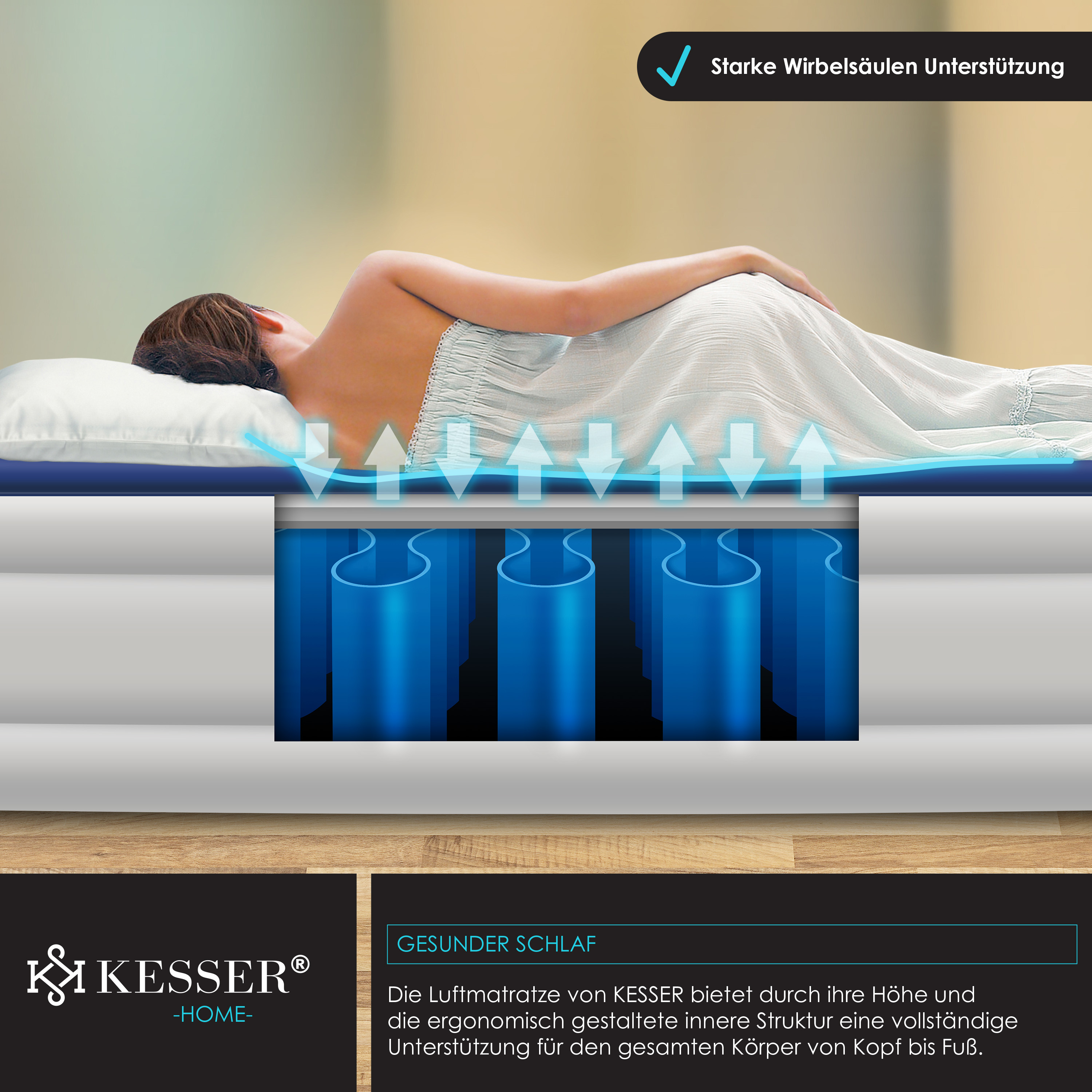 KESSER® Aufblasbare Matratze Luftbett mit eingebauter elektrischer Pumpe integrierte erhöhte aufblasbare Matratze für Übernachtungsgäste mit Aufbewahrungstasche | eShopping