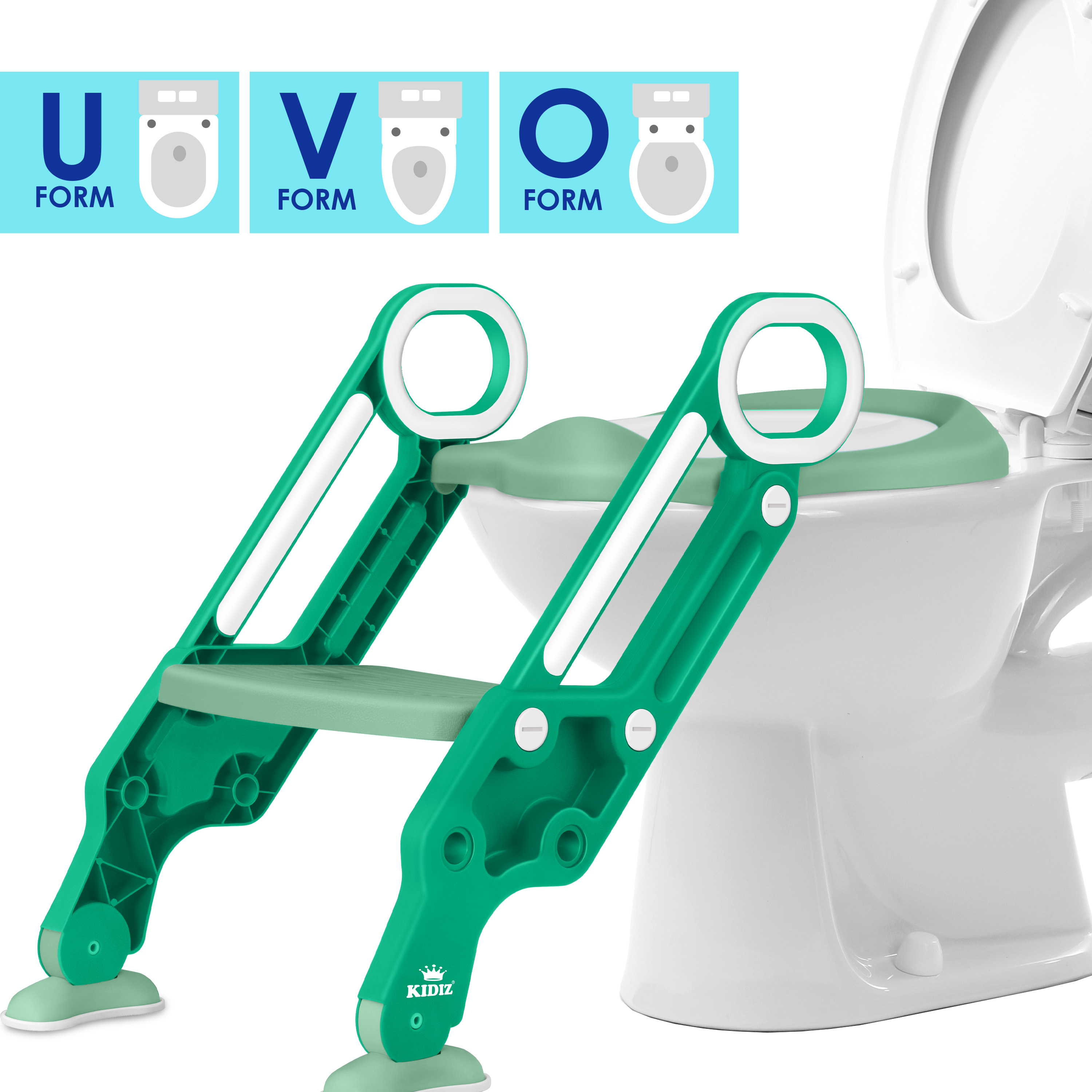 KIDIZ® Kinder Toilettensitz Toilettentrainer mit Treppe und Griffe Faltbar Kindertoilette WC Sitz Töpfchentrainer Lerntöpfchen bequemem Kissen und