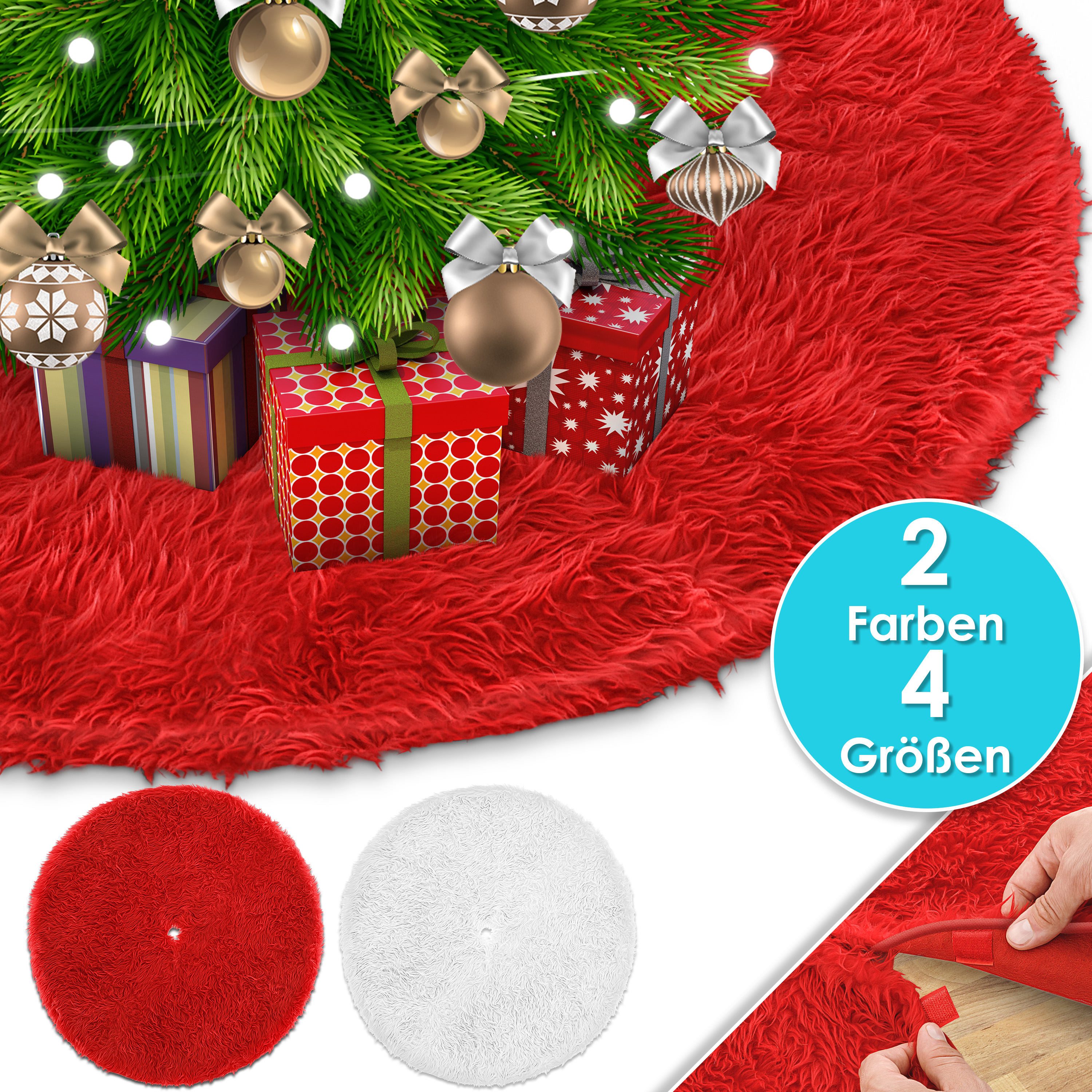 KESSER® Weihnachtsbaumdecke Rund Tannenbaum Decke Christbaumdecke Kunstfell