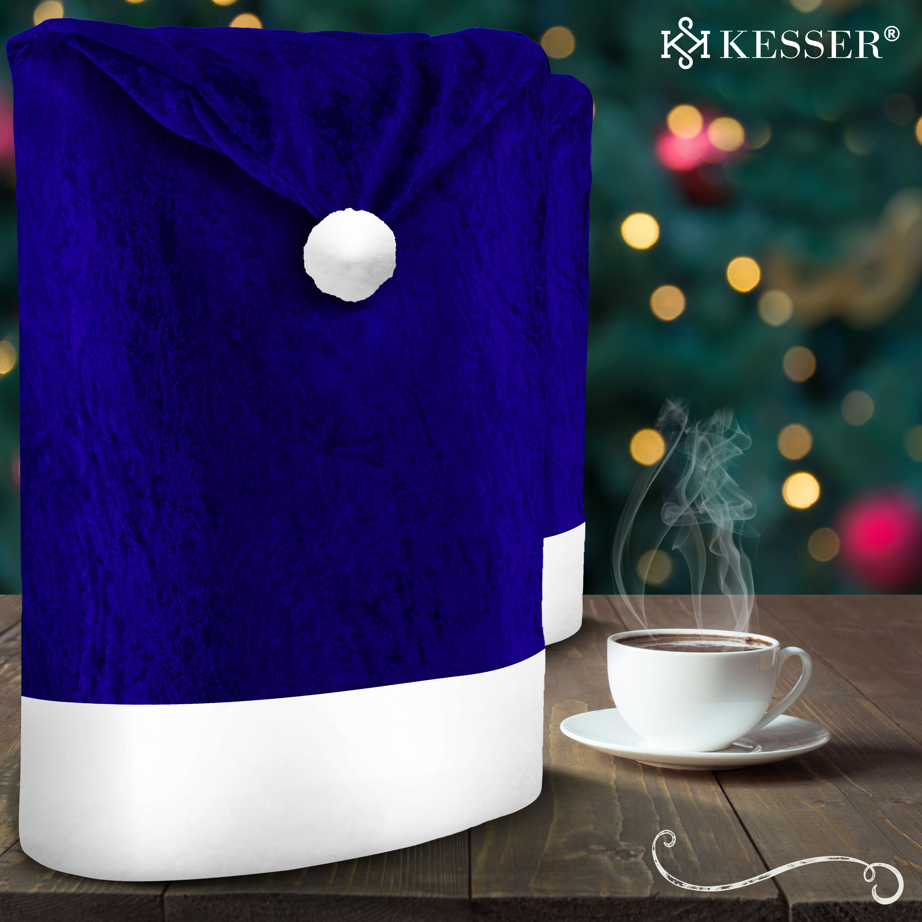 KESSER® Premium Weihnachtsstuhlüberzug Set Stuhlhussen für Weihnachten Nikolausmütze Stuhlbezug Husse Weihnachtsdeko für Stühle Überzieher - Stuhlabdeckung im weihnachtlichen Design | eShopping