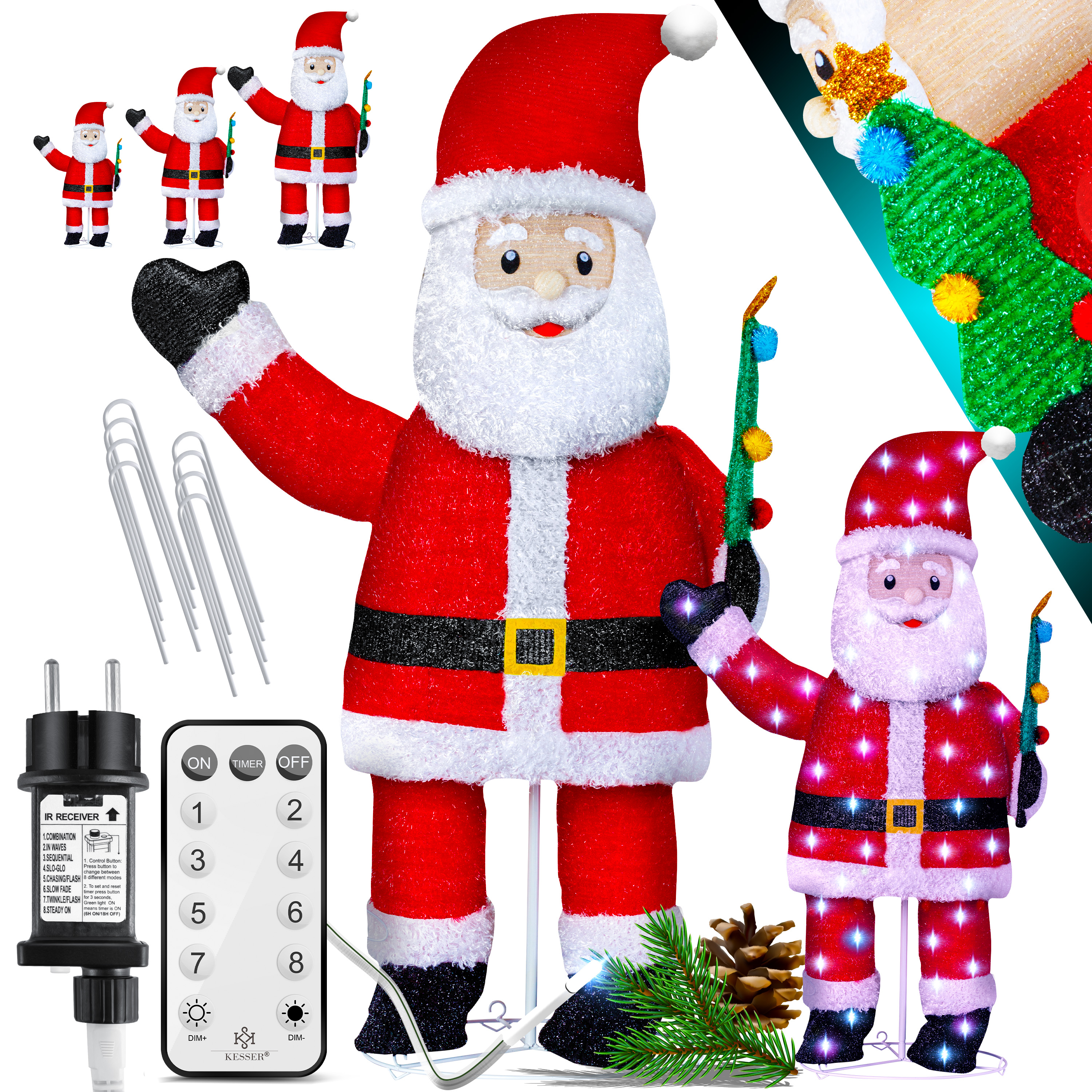 KESSER® LED Weihnachtsmann Santa mit Fernbedienung