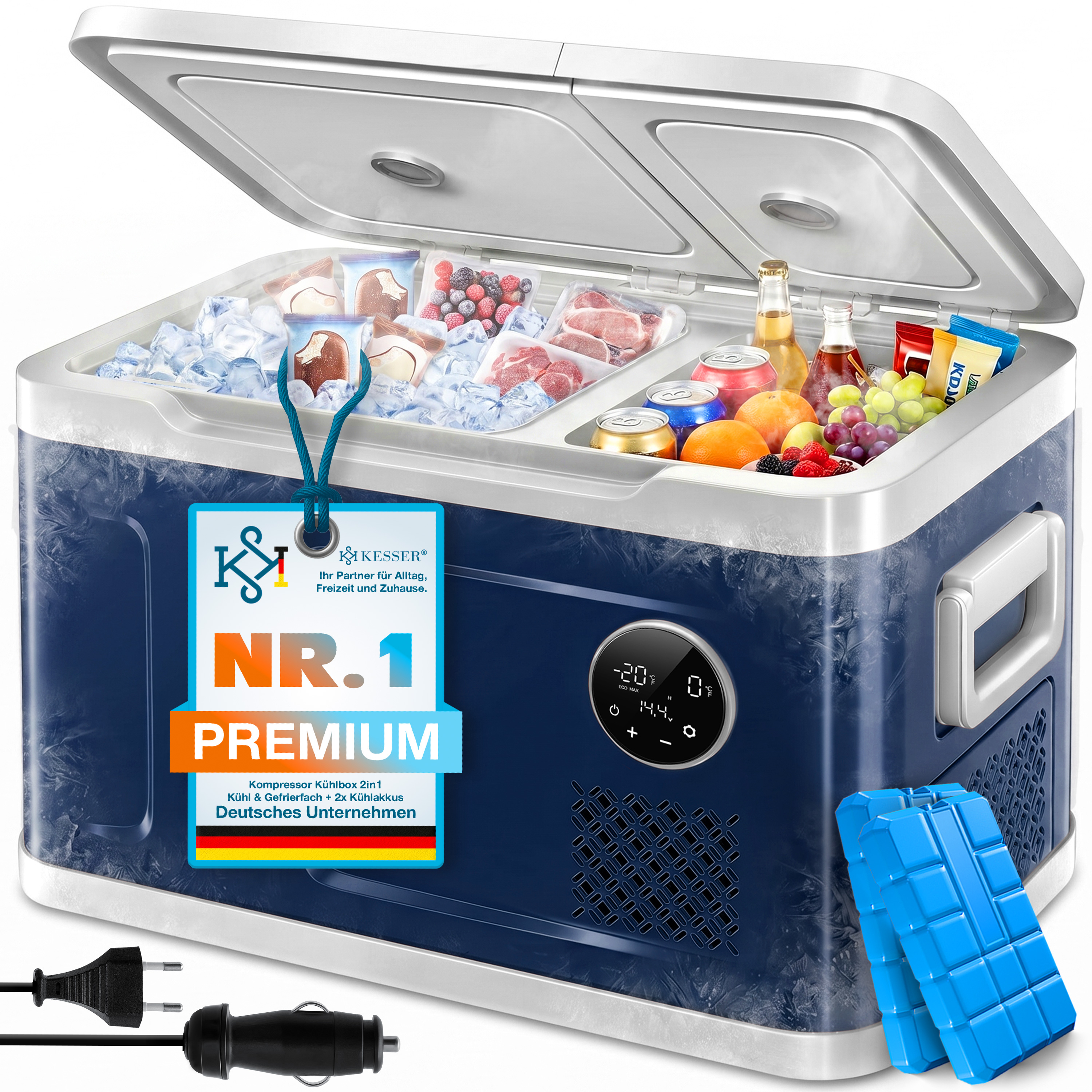 KESSER® Kompressor Kühlbox 49L Tragbare Gefrierbox Auto Kühlschrank elektrisch