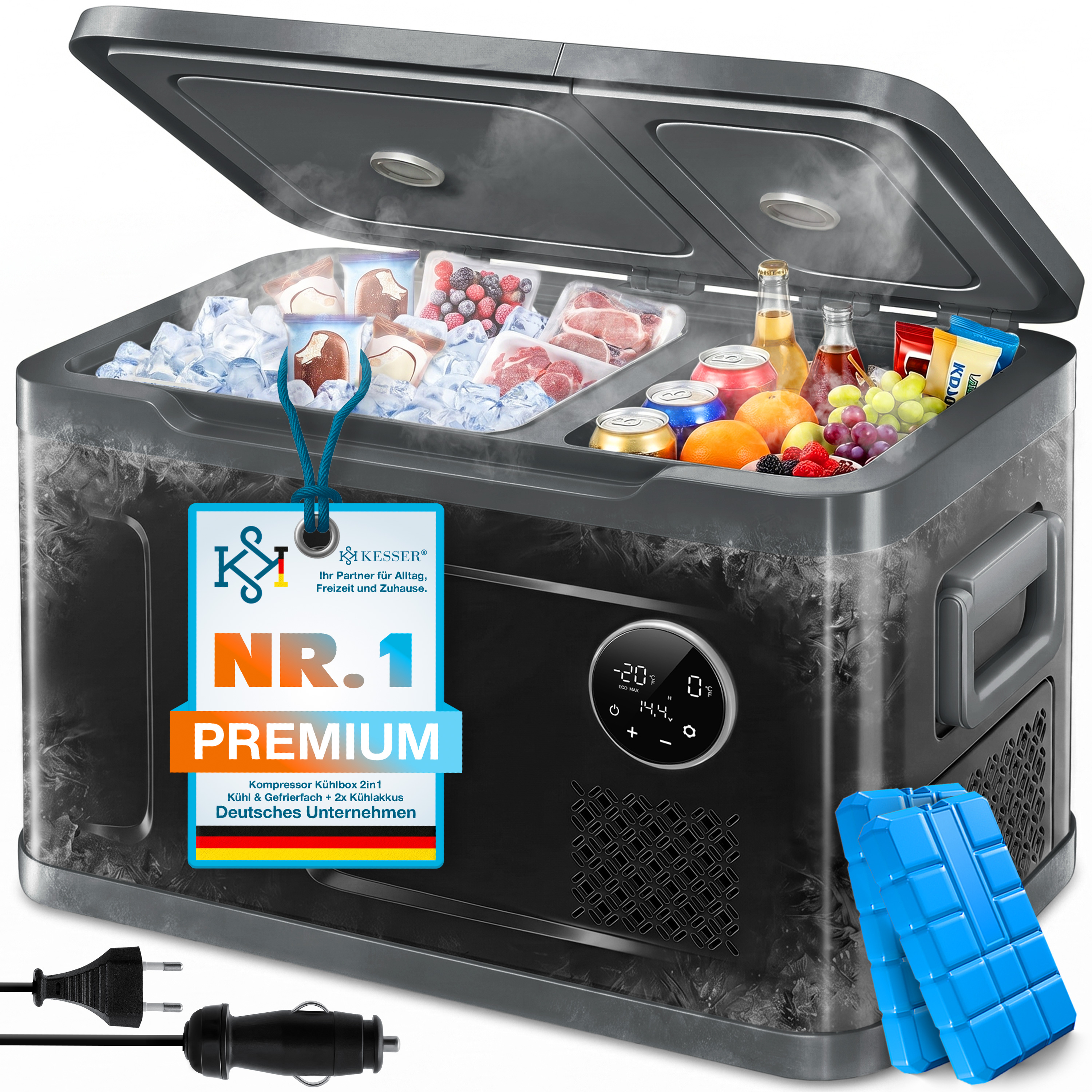KESSER® Kompressor Kühlbox Auto Kühlschrank 31L Tragbare Gefrierbox elektrisch