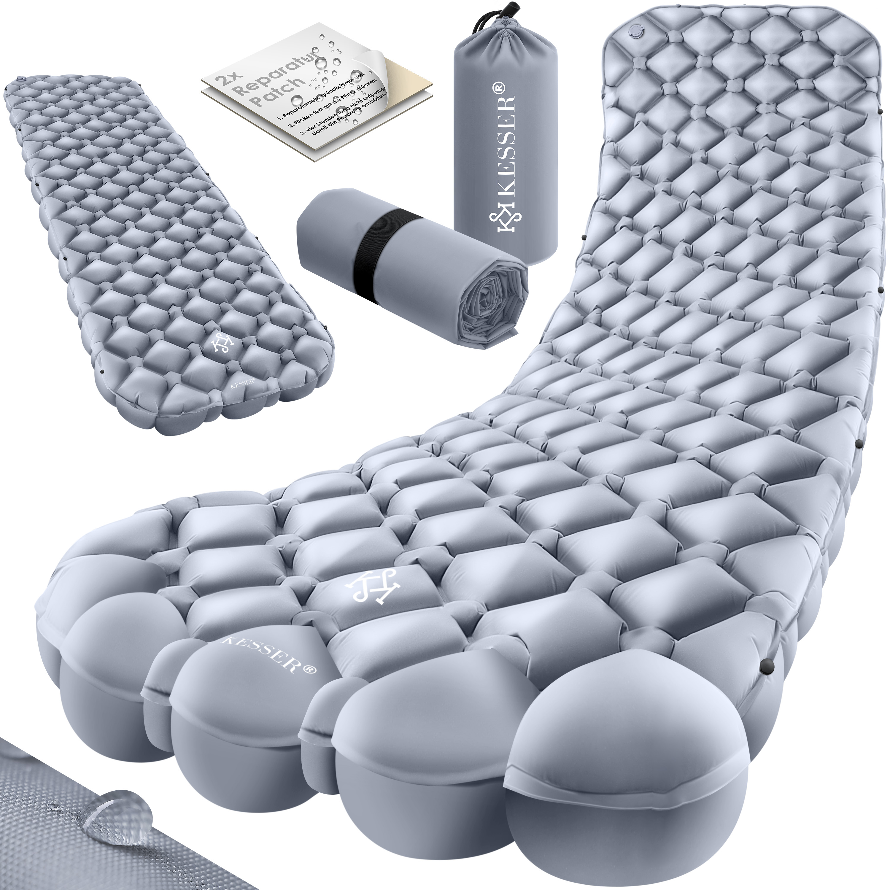KESSER® Camping Matratze Isomatte Aufblasbare Luftmatratze Campingmatte inkl. Tragebeutel Outdoor Ultraleicht Faltbare Schlafmatte [mit Reparaturset] Belastbarkeit: 200Kg | eShopping