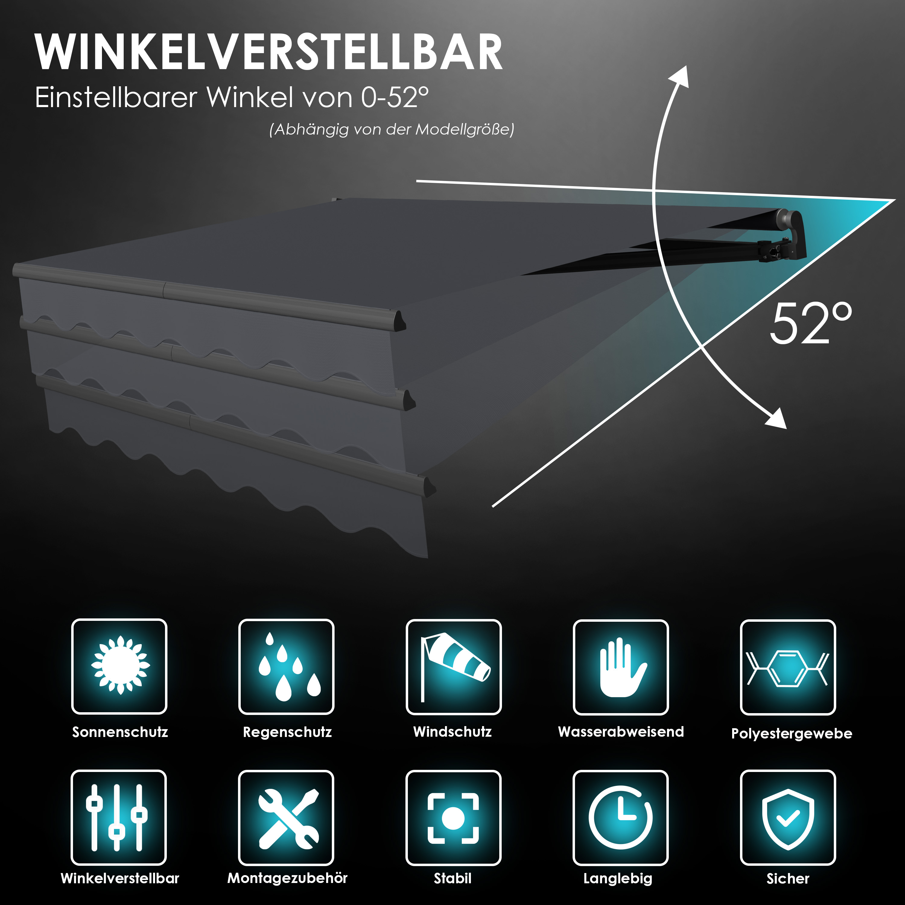 HOMEDEMO Gelenkarmmarkise Elektrisch 300 X 250 Cm – Mit Fernbedienung & Handkurbel, Anthrazit, Wasserdicht, UV-beständig – Inkl. Wandhalterung – Für Balkon & Terrasse HOMEDEMO Gelenkarmmarkise Elektrisch 300 X 250 Cm – Mit Fernbedienung & Handkurbel, Anthrazit, Wasserdicht, UV-beständig – Inkl. Wandhalterung – Für Balkon & Terrasse