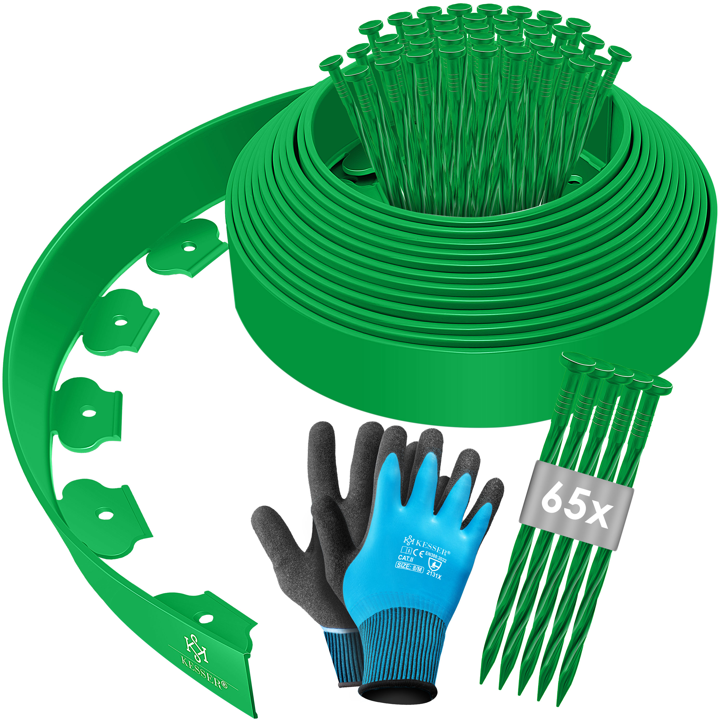 Flexible Rasenkante Kunststoff 10 M X 10 Cm – Mit 60 Erdankern & Handschuhen, Für Beeteinfassung & Pflasterkante