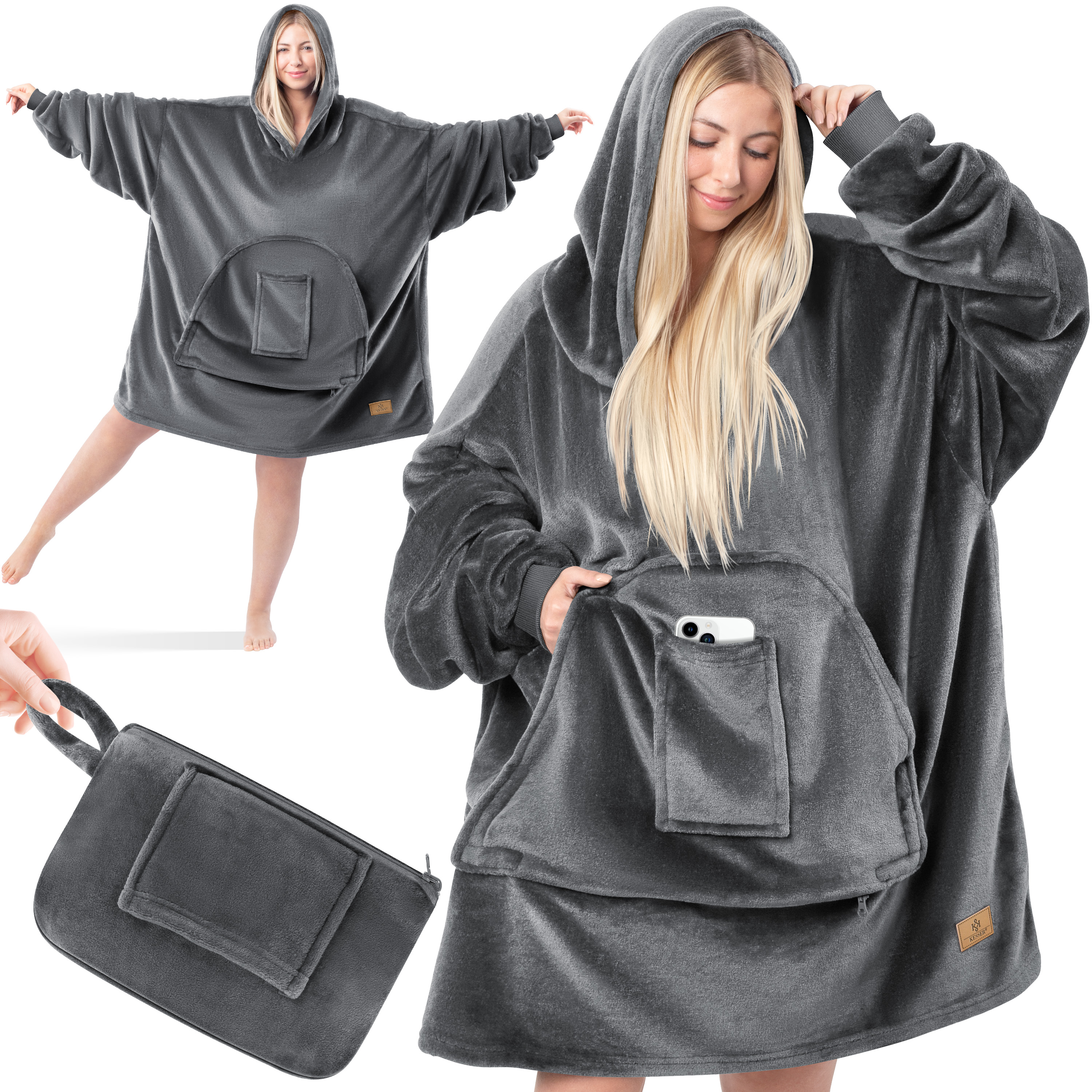 KESSER® Hoodie Decke Kuscheldecke mit Ärmeln Deckenpullover Vielseitig Tragbare Decke zum Anziehen für Damen & Herren, Sweatshirt Warm Kuschelpullover Erwachsene weich Ärmeldecke Oversize | eShopping