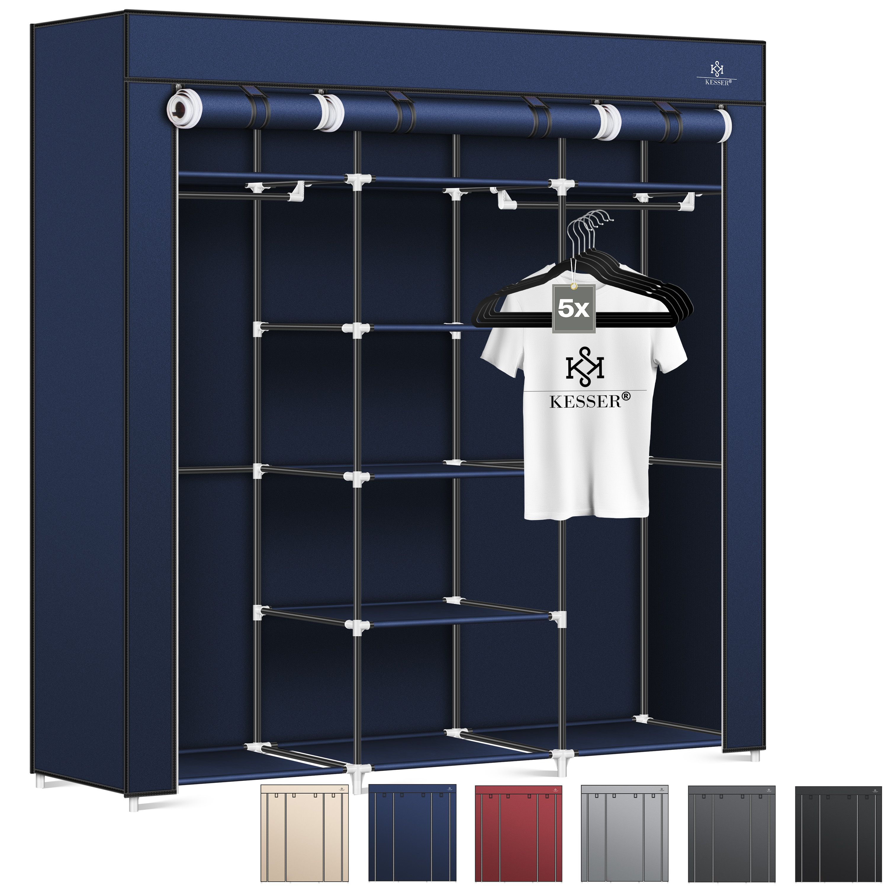 KESSER® Stoff Kleiderschrank Faltschrank Garderobe Stoffschrank Camping Schrank