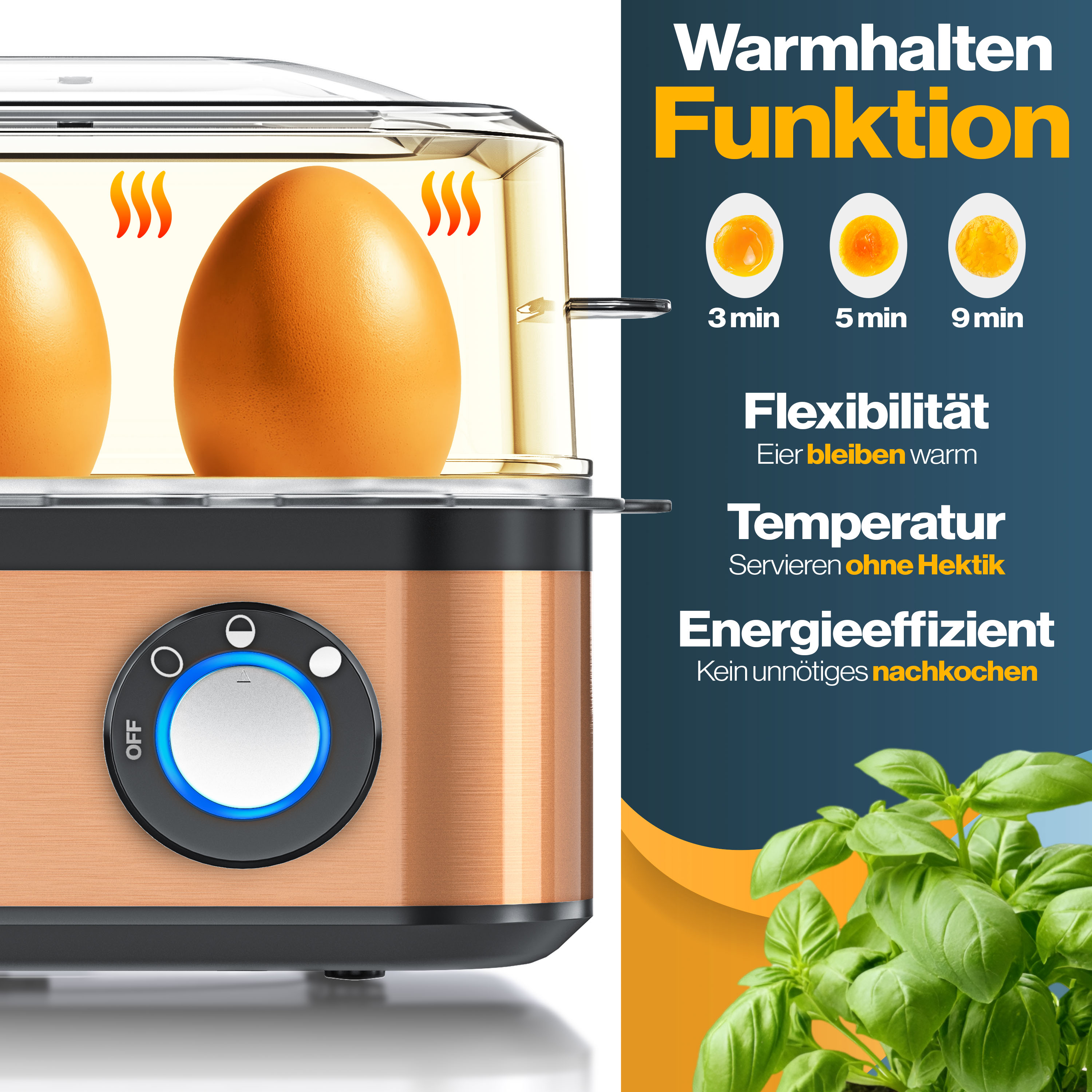 KESSER® Eierkocher für 1 bis 8 Eier elektrisch aus Edelstahl 500W & Warmhaltefunktion | LED-Drehschalter drei Härtegrade | BPA-Frei & Spülmaschinenfest | Messbecher, Eierhalter & Omlettschale | eShopping