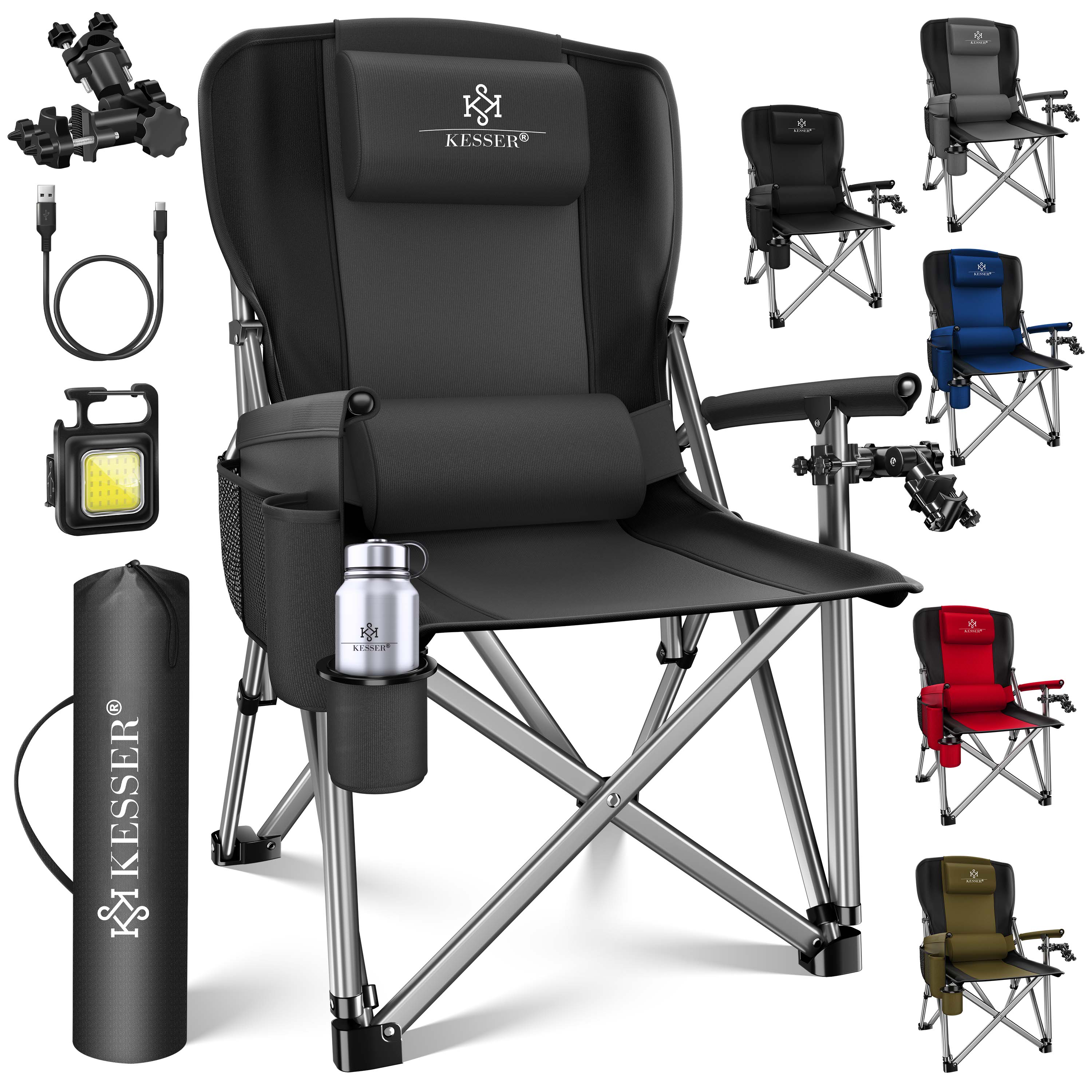KESSER® Campingstuhl faltbar 160 kg Angelstuhl Klappstuhl Camping & Strand Stuhl