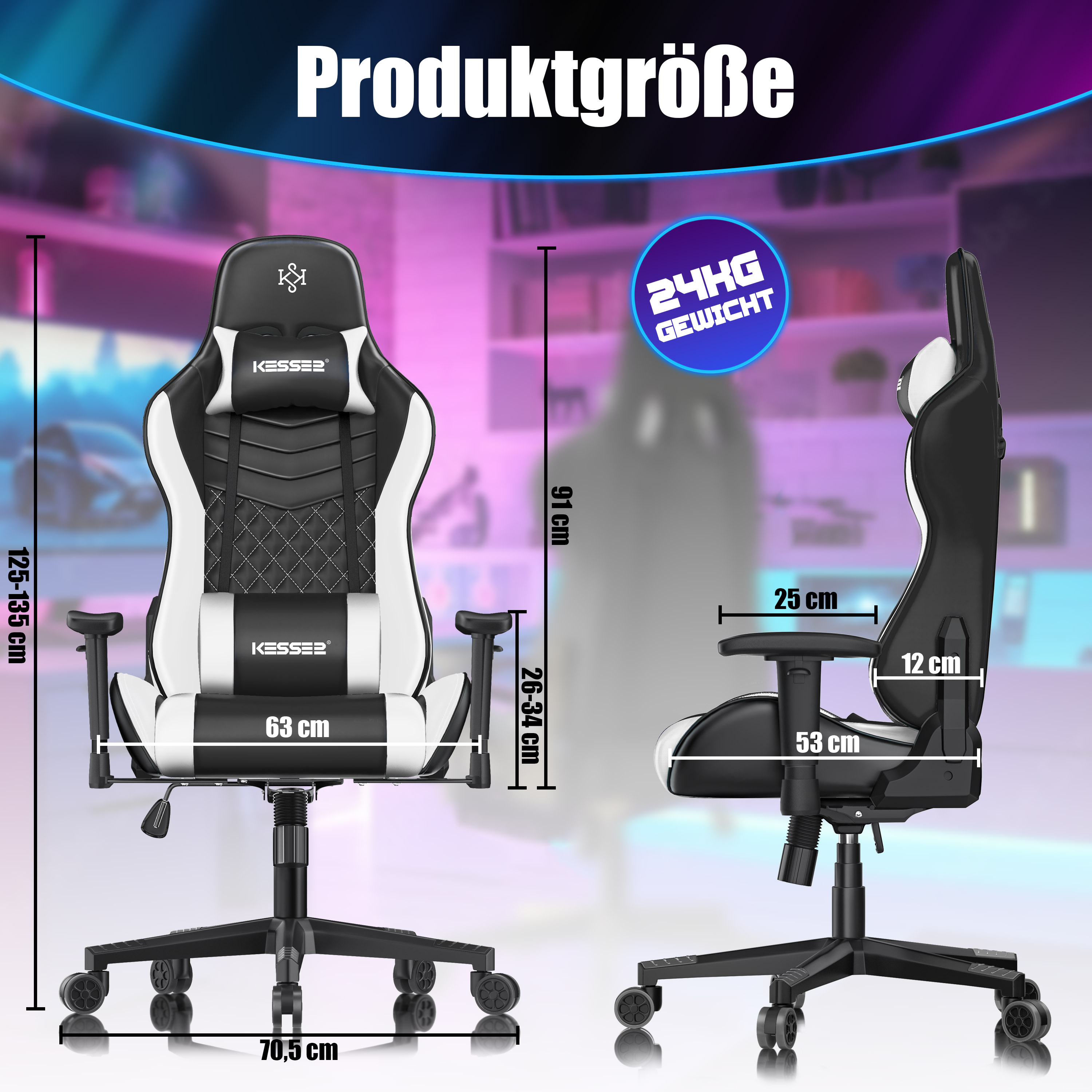 GTPLAYER Gaming Stuhl Gamer Stuhl mit Fußstütze Bluetooth Lautsprecher Ergonomischer Bürostuhl Computerstuhl Schreibtischstuhl PC Stuhl mit verstellbare Rückenlehne 200 kg Belastbarkeit Blau