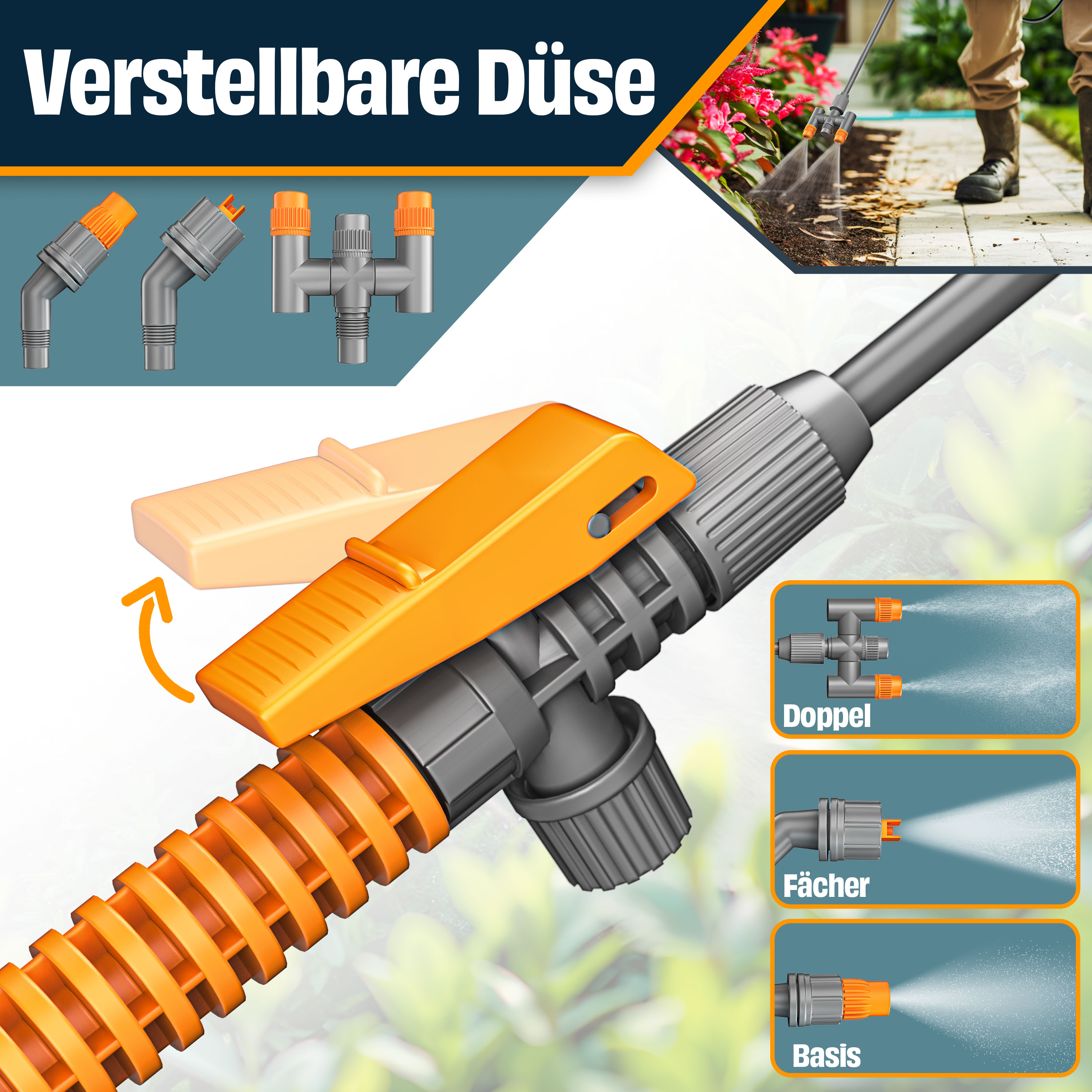 MASKO® Drucksprüher säurebeständiges Drucksprühgerät 3/5L Füllinhalt mit verstellbaren Düsen & 1,3m Schlauch Sprühgerät für Pflanzenschutz, Garten & Auto | Pumpsprühflasche mit Tragegurt & Handschuhe | eShopping