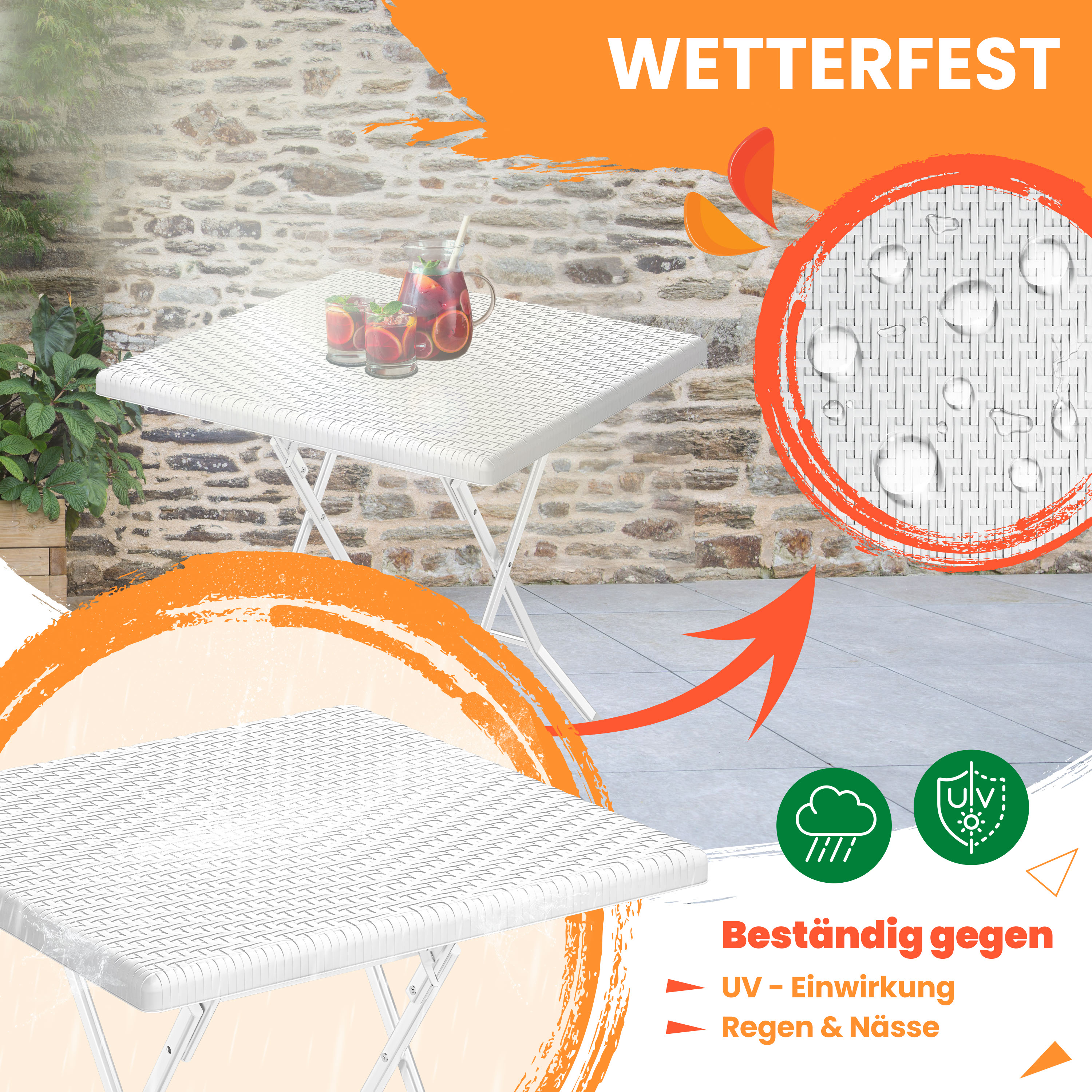KESSER® Balkontisch klappbar | Wetterfest & UV-beständig | Balkonmöbel | Beschichteter Stahl | Outdoor Gartentisch | Gartenmöbel mit 6 Filz-Untersetzer | Bistrotisch bis zu 100 kg belastbar | eShopping