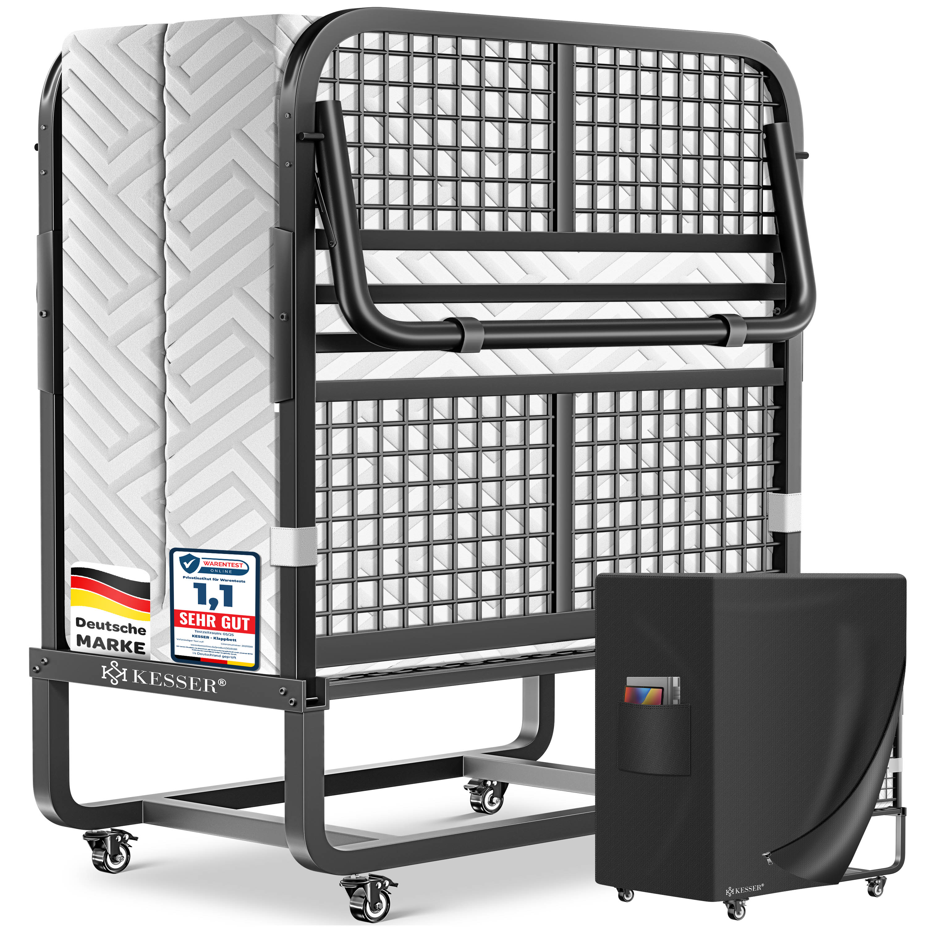 KESSER® Klappbett 200x90cm Gästebett inkl. Matratze aus Memory-Schaum & Rollen