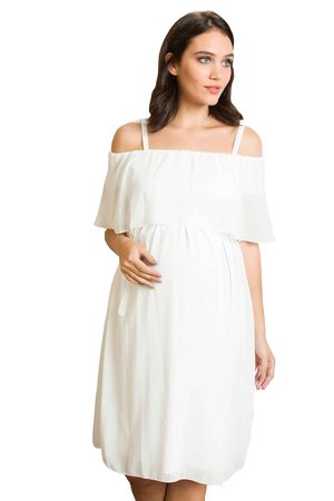 Chiffon Umstands-Kleid Weiß
