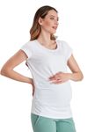 MamiMode-Baby-Einfarbige-Schwangerschaft-Umstandsshirt-Kurzarm-Weiss-2.jpg