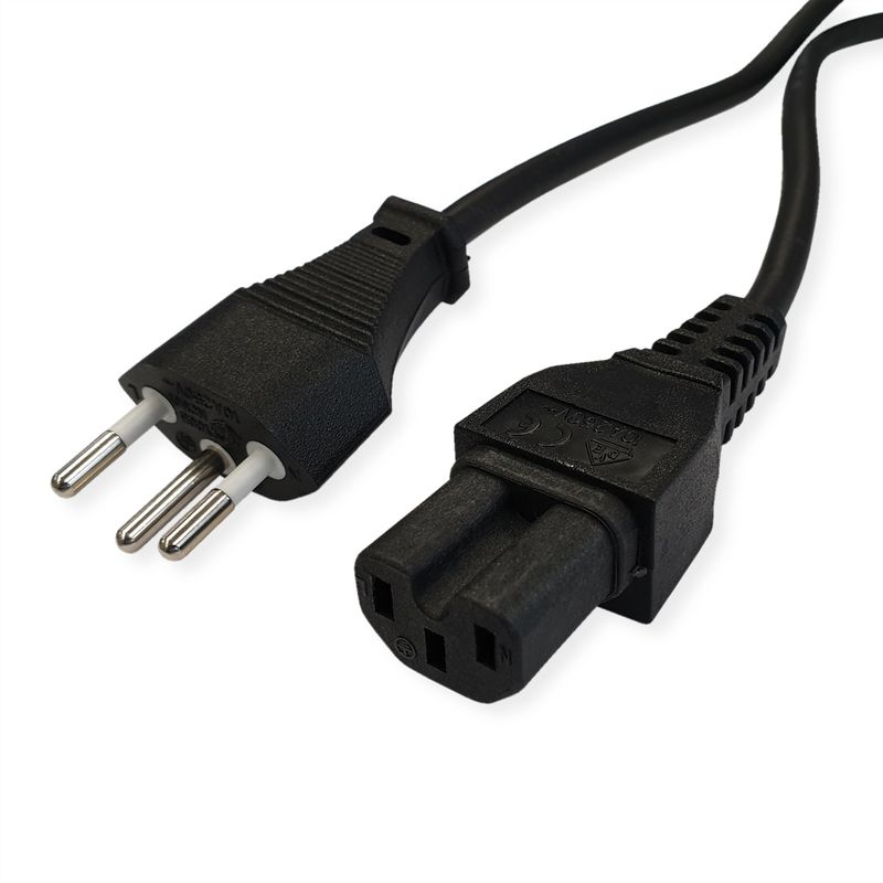 VALUE Netzkabel T12 auf C15, schwarz, 1,8 m