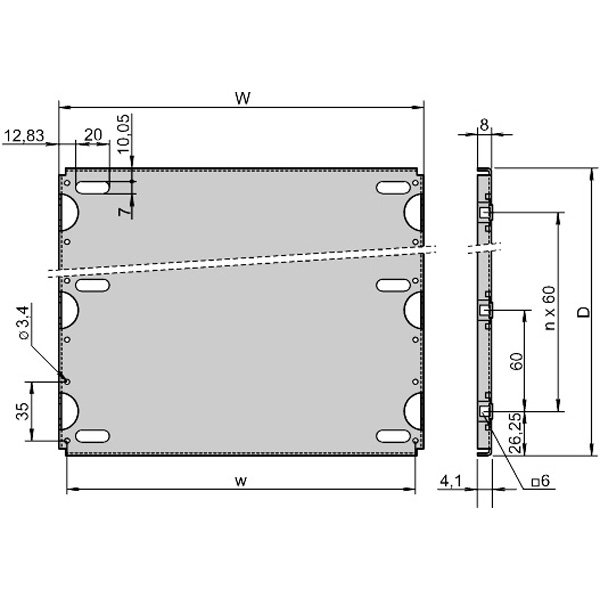 SCHROFF Montageplatte Standard - MONTAGEPLATTE 280T 84TE