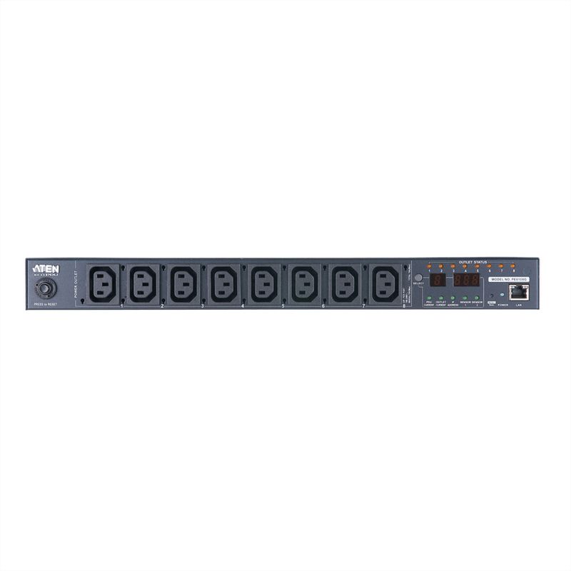 ATEN PE8108G IP-Fernschaltsteckdose, 8 Port, 1HE, 8xC13, 10A, Einzel-P.-Messung