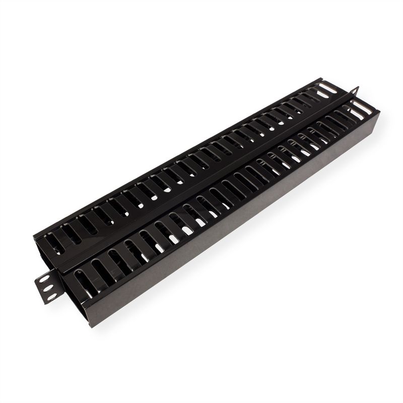 VALUE 19"-Frontplatte 1 HE, beidseitig mit Kabelkanal , RAL 9005 Tiefschwarz