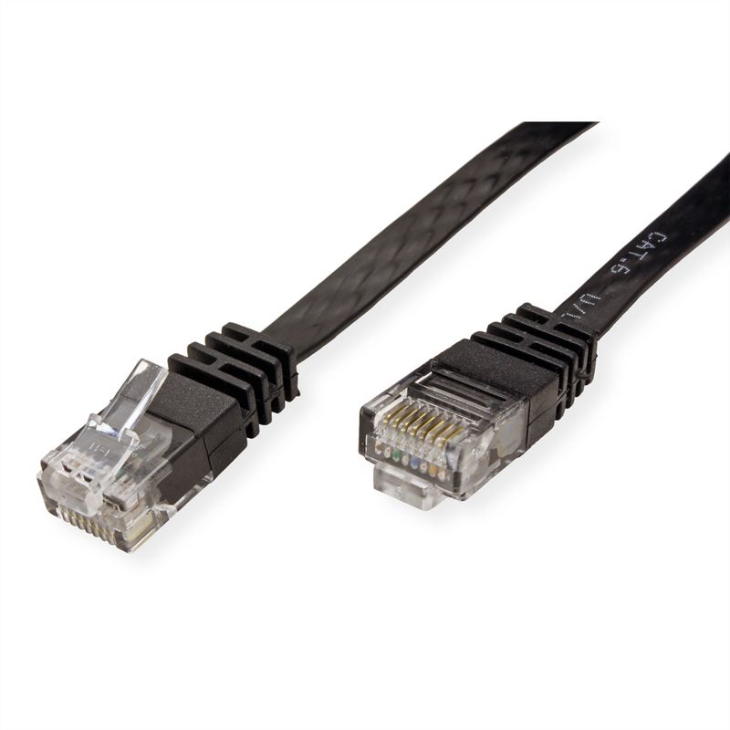 VALUE Patchkabel Kat.6 (Class E) UTP, extra-flach, schwarz, 3 m