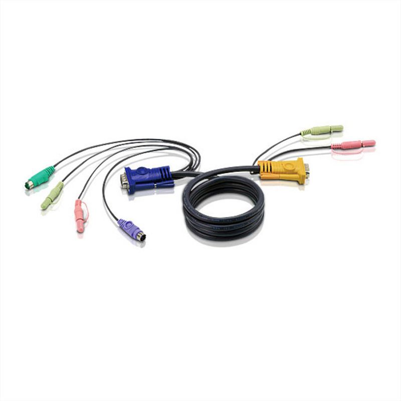 ATEN 2L-5302P KVM Kabel VGA, PS/2 und Audio, schwarz, 1,8 m