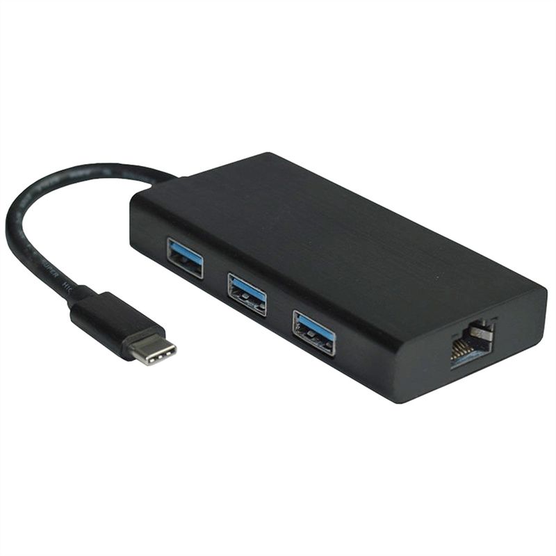 VALUE USB 3.2 Gen 1 Typ C zu Gigabit Ethernet Konverter + Hub