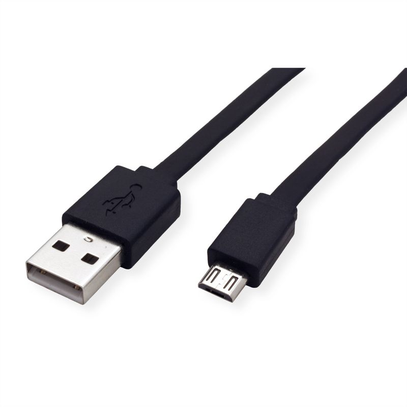 ROLINE USB 2.0 Kabel, USB A ST - Micro USB B ST, schwarz, 1 m