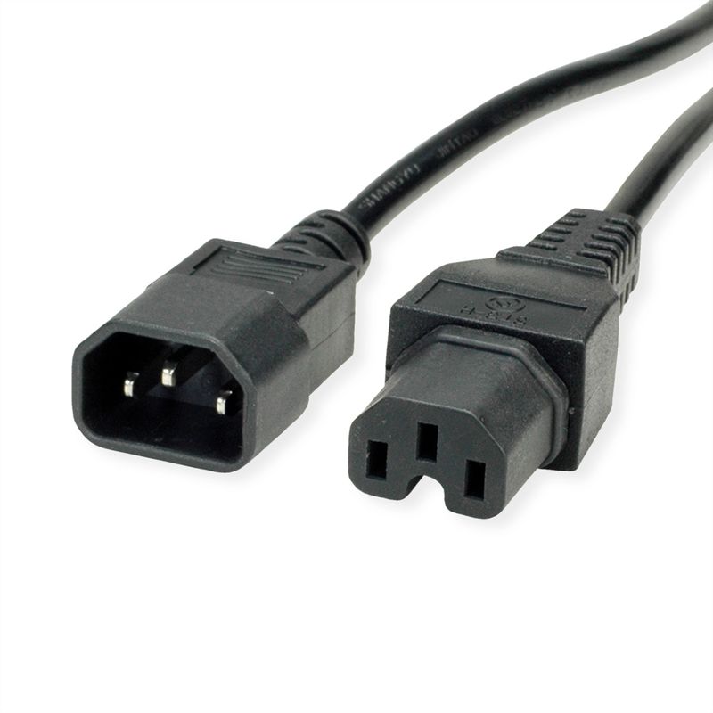 VALUE Netzkabel IEC320/C14 Stecker - C15 Buchse, schwarz, 3 m