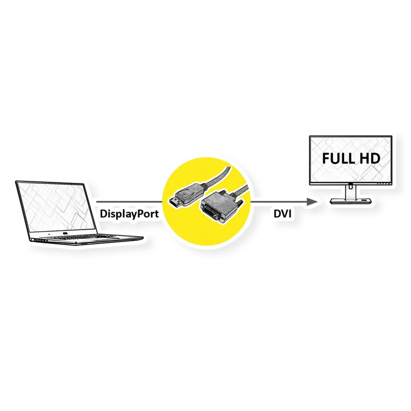 VALUE DisplayPort Kabel DP ST - DVI (24+1) ST, LSOH, schwarz, 2 m