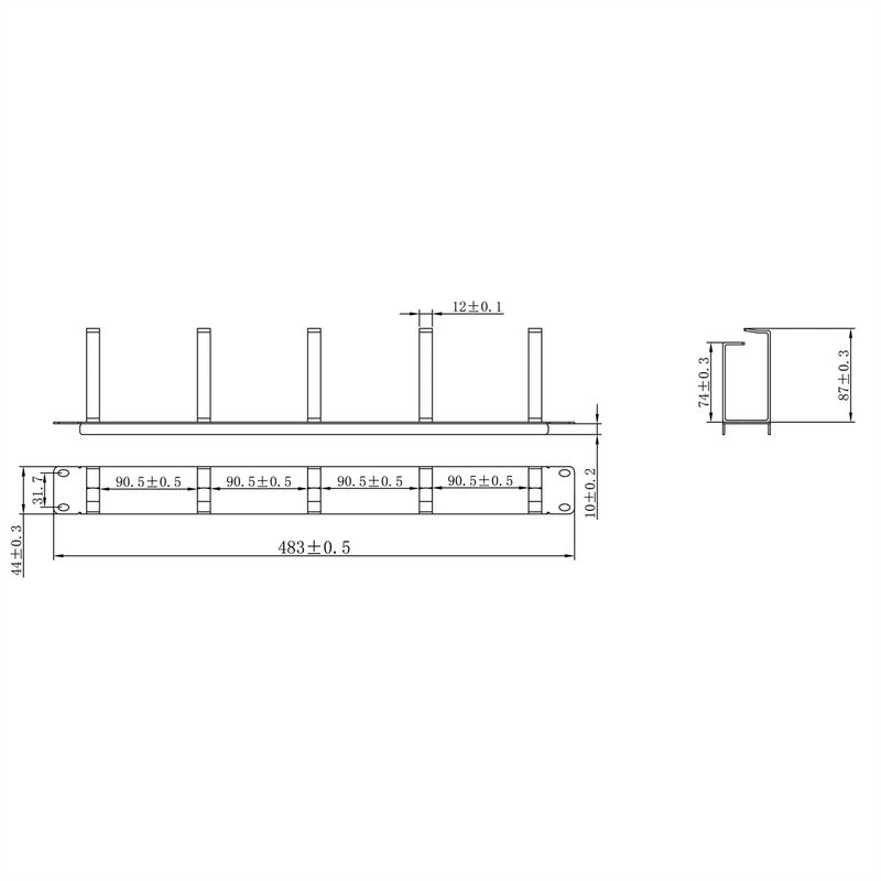 VALUE 19"-Frontplatte, h/v Kabelführung, Typ G, RAL 7035 Lichtgrau