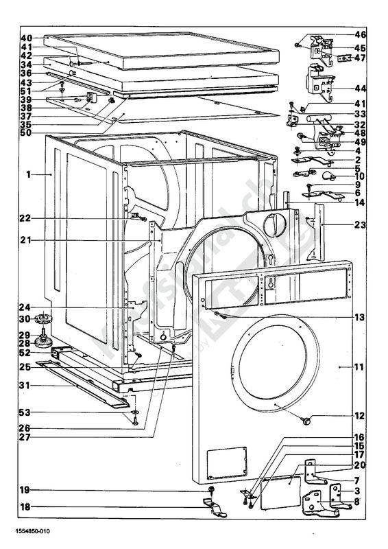 Ersatzteil zu Miele W 751 GEHAEUSE,VORDERWAND,DECKEL (Teile Nr. 1 auf Abbildung)