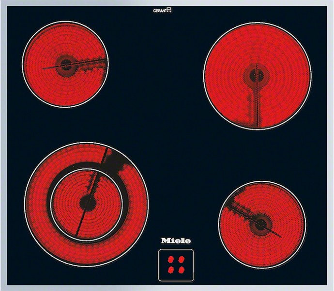 Miele Herdgesteuertes Elektrokochfeld KM 6012, 60 cm, Edelstahlrahmen, 4 Kochzonen, Vario-Zone