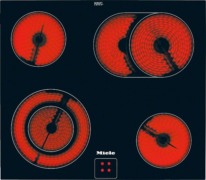 Miele Herdgesteuertes Elektrokochfeld KM 6017, 55 cm, Flächenbündig, 4 Kochzonen, Vario-Zone, Bräter-Zone