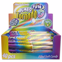 Fini Jumbo Tornado Sauer, Fruchtgummi-Stange gefüllt, 40 Stück Fini Jumbo Tornado Sauer, Fruchtgummi-Stange gefüllt, 40 Stück Bild 1