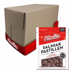 Rheila Salmiak Pastillen Lakritz ohne Zuckerzusatz 20 Beutel je 90g Bild 1