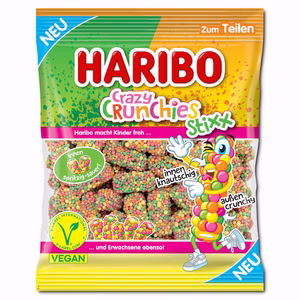 Haribo Crazy Crunchies Stixx, Fruchtgummi, 160g Beutel Haribo Crazy Crunchies Stixx, Fruchtgummi, 160g Beutel Bild 1
