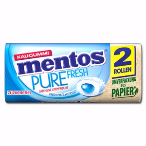 Mentos Gum Pure Fresh Mint Rolle 2er Pack, Kaugummi, 31g Packung Mentos Gum Pure Fresh Mint Rolle 2er Pack, Kaugummi, 31g Packung Bild 1