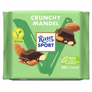 Ritter Sport Vegan Crunchy Mandel, Schokolade, 100g Tafel Ritter Sport Vegan Crunchy Mandel, Schokolade, 100g Tafel Bild 1