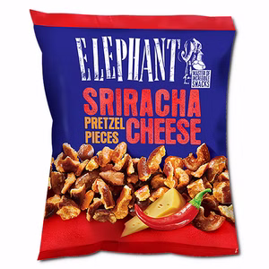 Elephant Pretzel Pieces Sriracha Cheese, Laugengebäck, 125g Beutel Elephant Pretzel Pieces Sriracha Cheese, Laugengebäck, 125g Beutel Bild 1